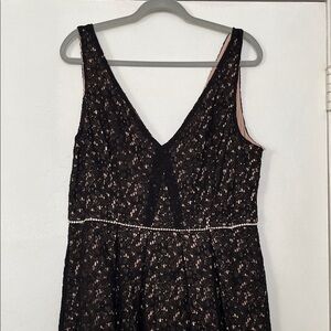 Adrianna Papell Lovely Black Lace V-Neck Dress